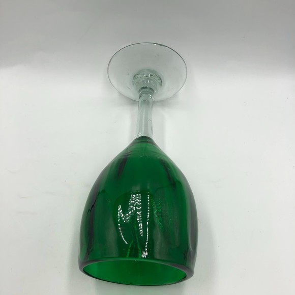 Vintage Handblown Green Collectible Glass Drinkware Stemware Set of 4 Glasses - Picture 8 of 11